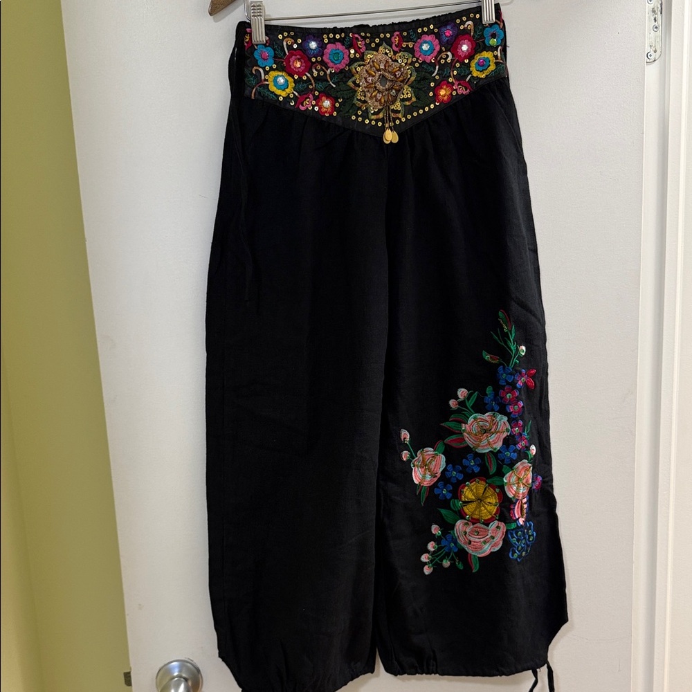 Wide Leg Embellished Pants